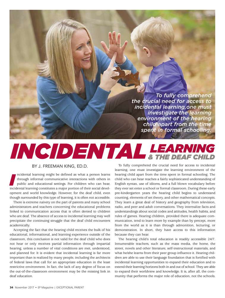 INCIDENTAL LEARNING & THE DEAF CHILD