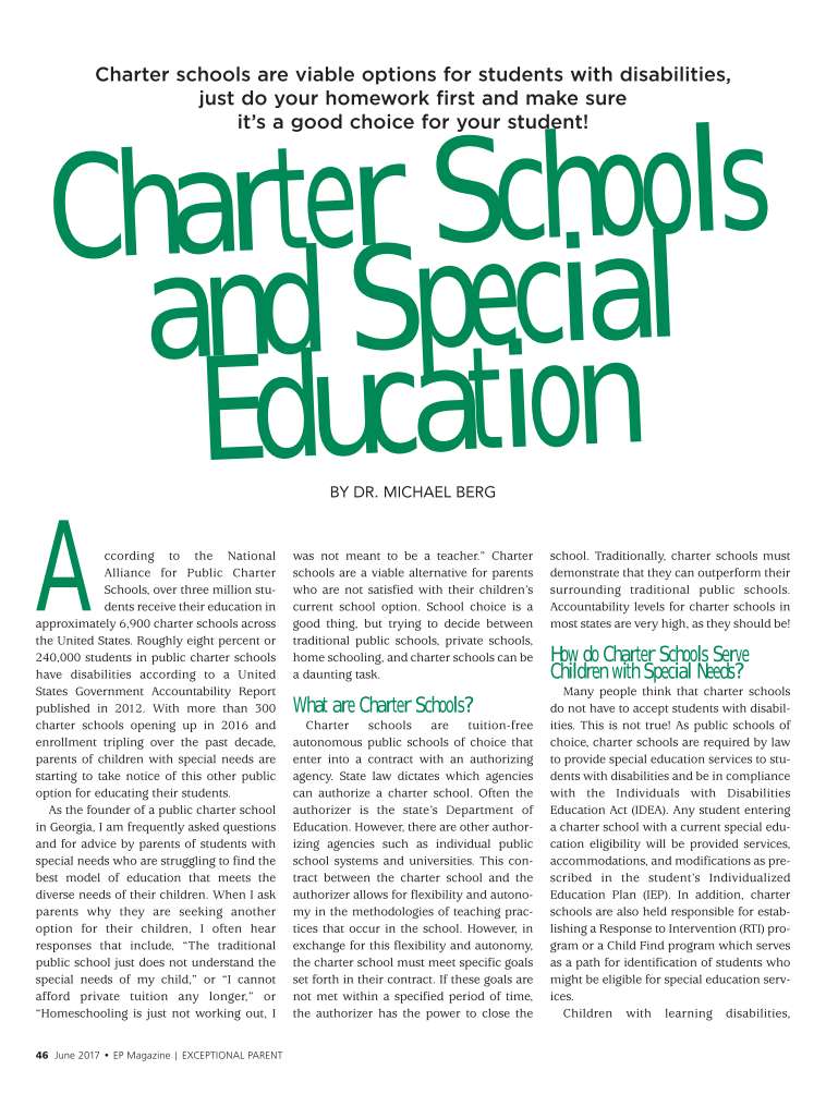 Charter Schools and Special Education